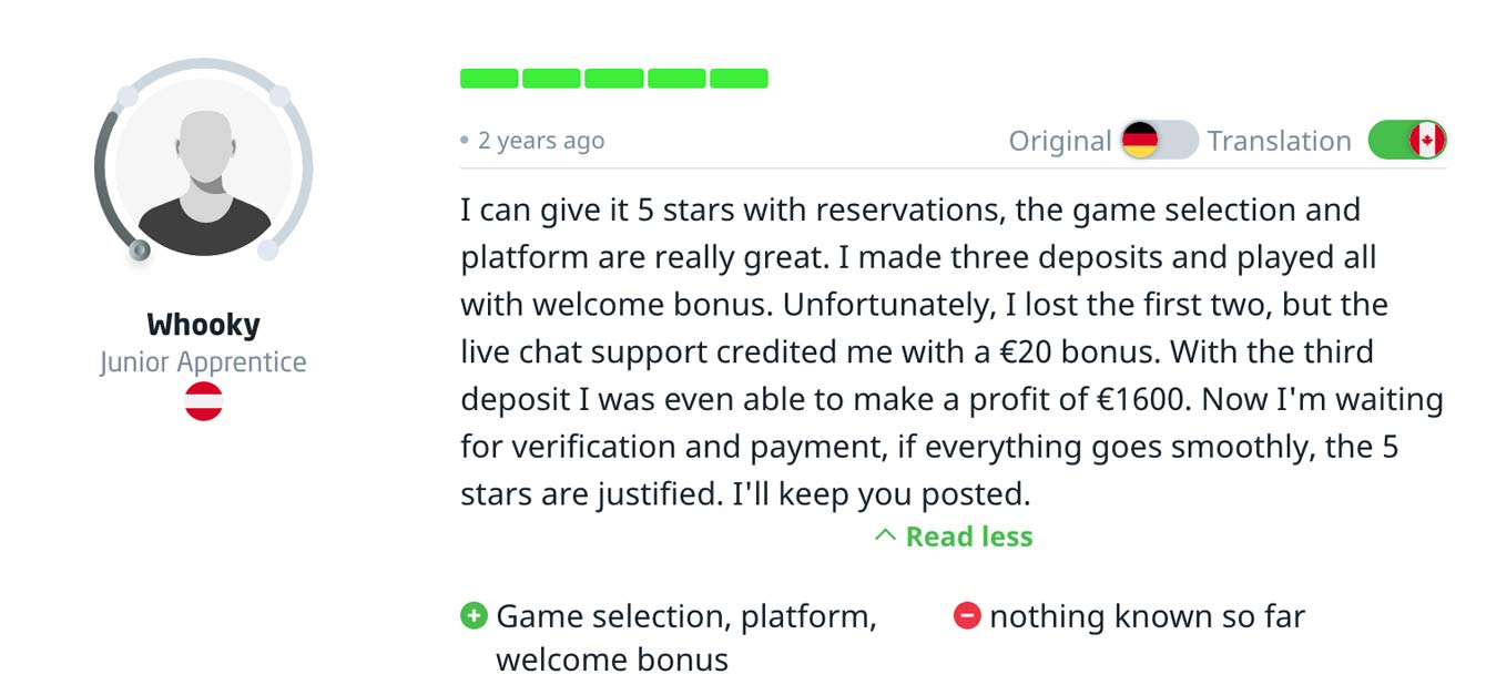 Avis de Whooky : excellente sélection de jeux et bonus de bienvenue, en attente de paiement