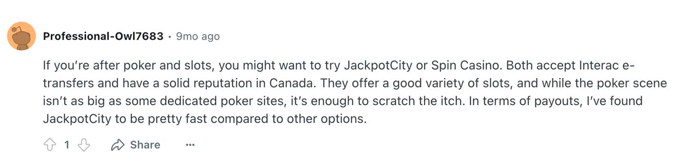 Recommandation de casinos canadiens avec Interac et paiements rapides
